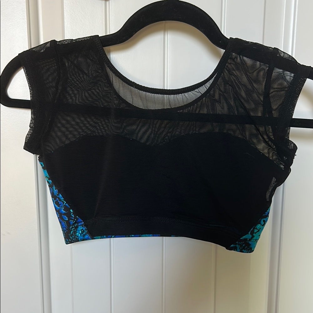 Black and Blue Patterned Sports Bra - Picture 2 of 4